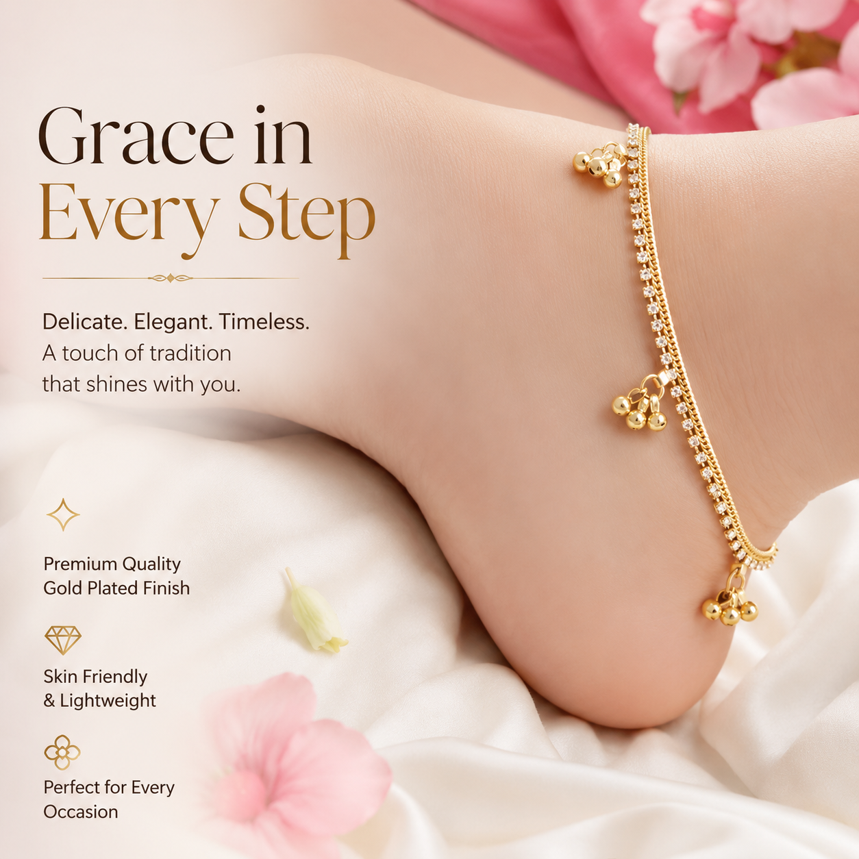 Gold-Plated Anklet for Women | Elegant Payal – Manya Zone