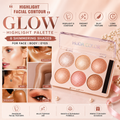 6 Color Glow Highlighter Palette | Face, Eyes & Body Illuminating Makeup | Long-Lasting Shimmer