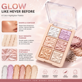 HUDA COLOR 6 Color Highlighter Palette | Radiant Glow Makeup | Professional Face Highlighter