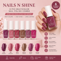 Nails N Shine 6 Pcs Multicolor Nail Polish Combo – Long Lasting, High Shine & Quick Dry