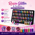48 Colors Resin Glitter & Sequins Set – Premium Glitter Bottles for Resin Art, Nail Art, DIY Crafts & Slime
