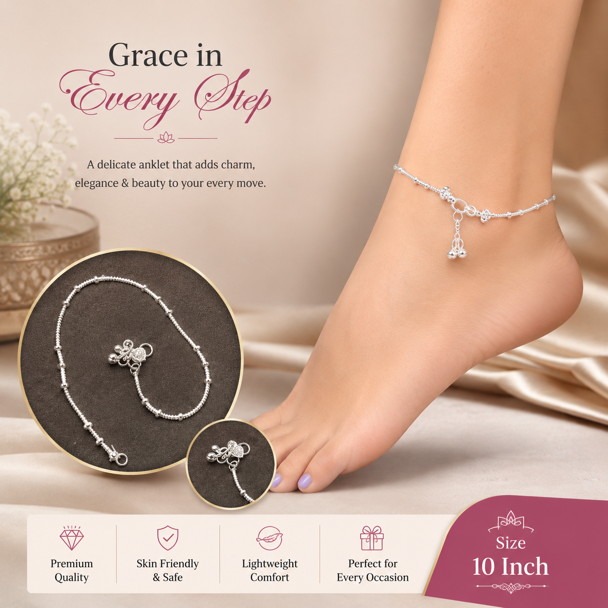 Elegant Silver Anklet – Timeless Beauty for Every Step