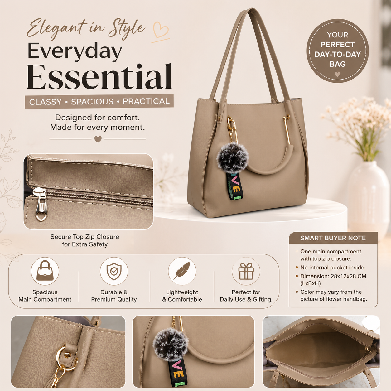 Elegant Women's Tote Handbag – Stylish, Spacious & Perfect for Everyday Use