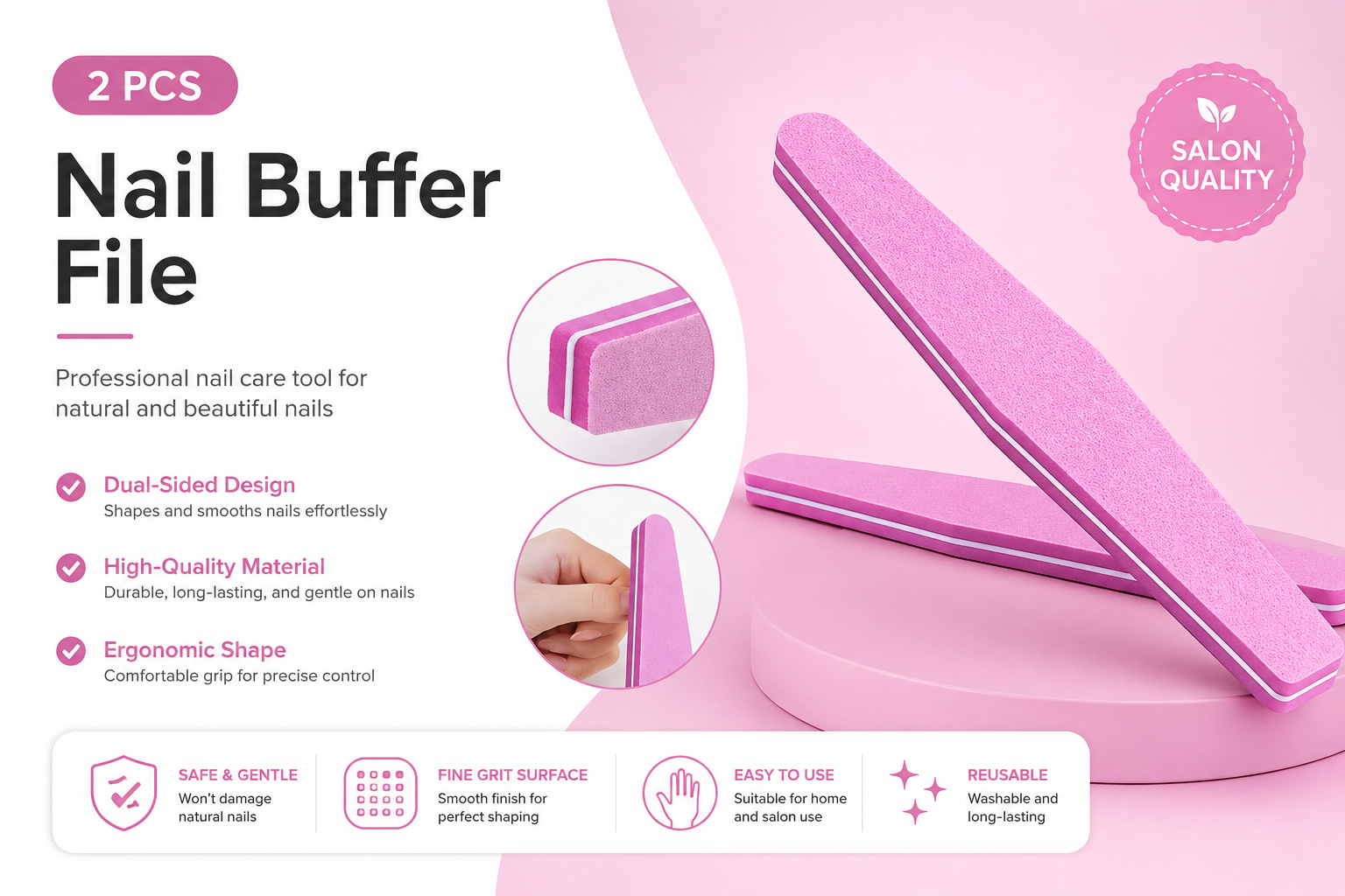 Salon-Quality Nail Buffer File Set (2 PCS) – Smooth, Shine & Shape with Ease