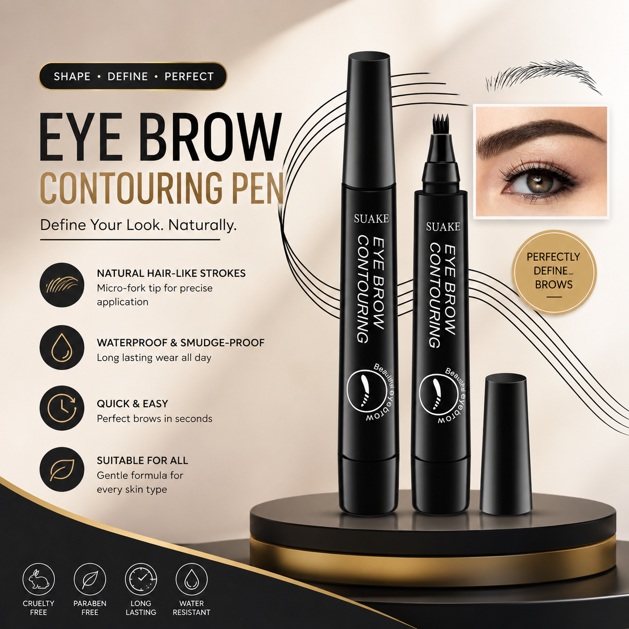 SUAKE 4-Tip Eyebrow Contouring Pen | Natural Hair-Like Brows