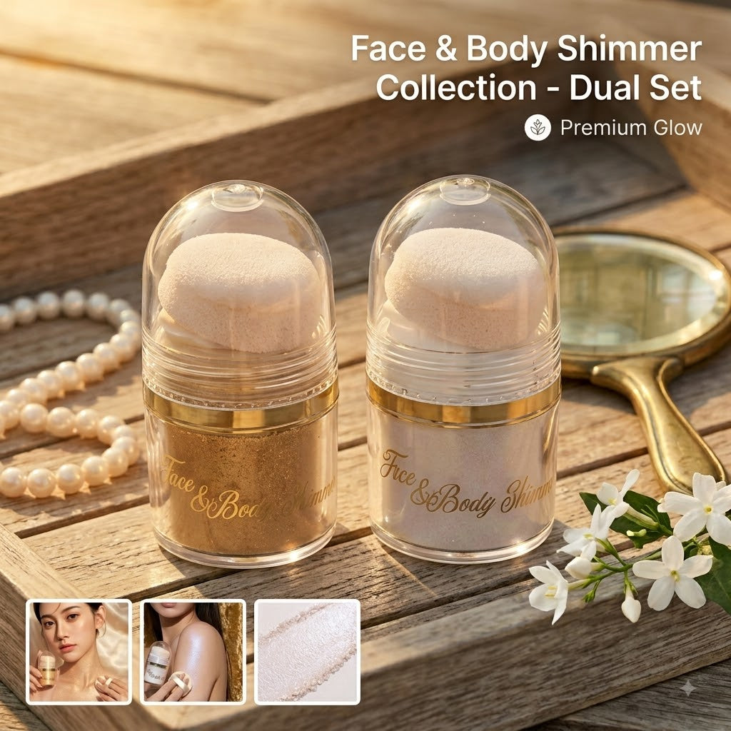 Instant Radiance Body & Face Shimmer Powder – Dual Set