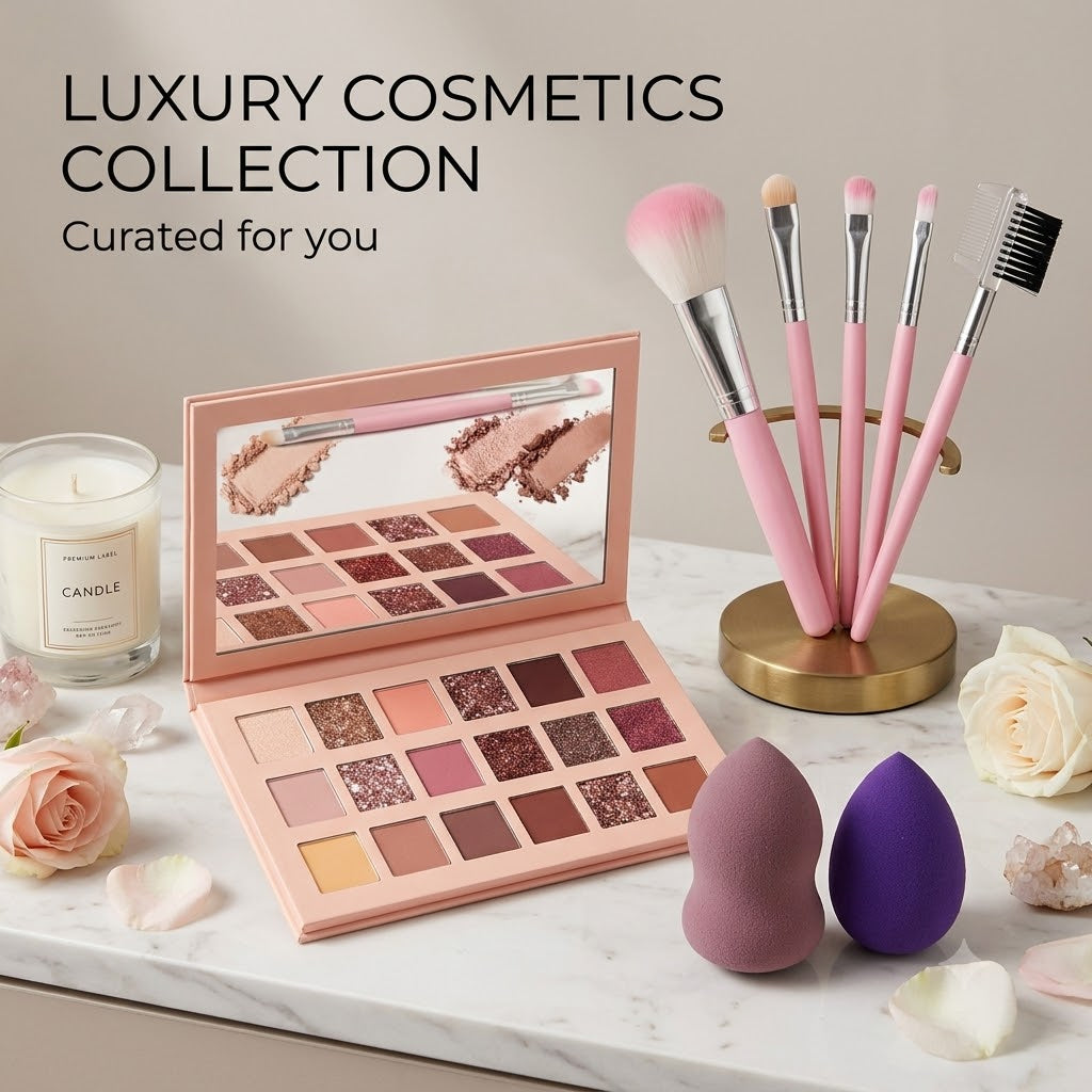 New edition eye shadow with 18 colour platte with of different colour for eye makeup with 5in1 brush and 2 piece of single puff