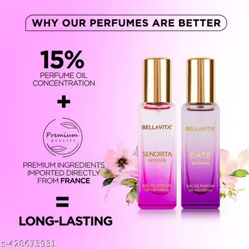 Bella Vita Luxury Women's DATE+SENORITA Woman Perfume Gift Combo for Women 40 ML (Pack of 2 Items 20ML Each)